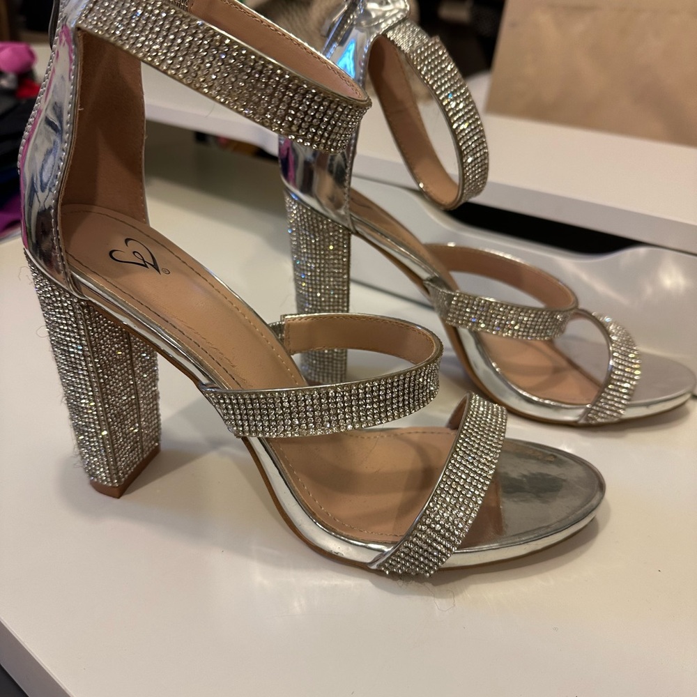 Windsor Silver Block Heel Sandals